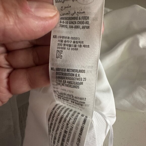 Abercrombie & Fitch White Puff Sleeve Shirred Back Cropped Blouse Sweetheart Nec - Picture 4 of 6